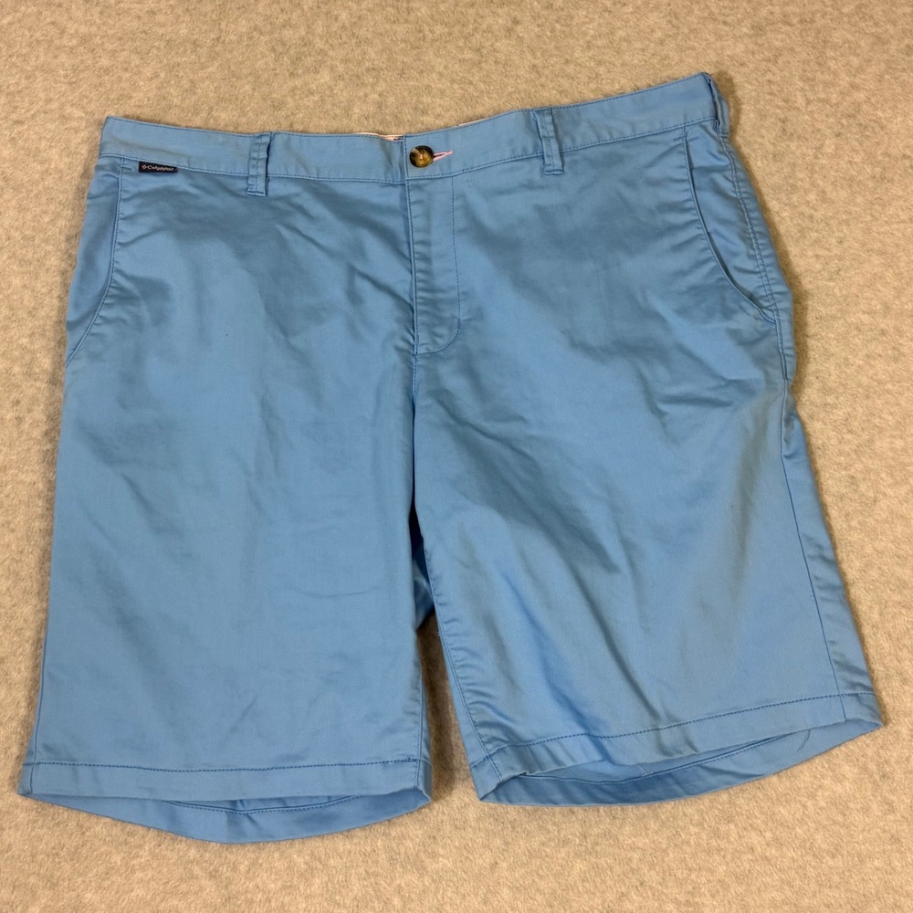 Columbia PFG Performance Fishing Gear Shorts Mens 40 Blue Cotton Twill